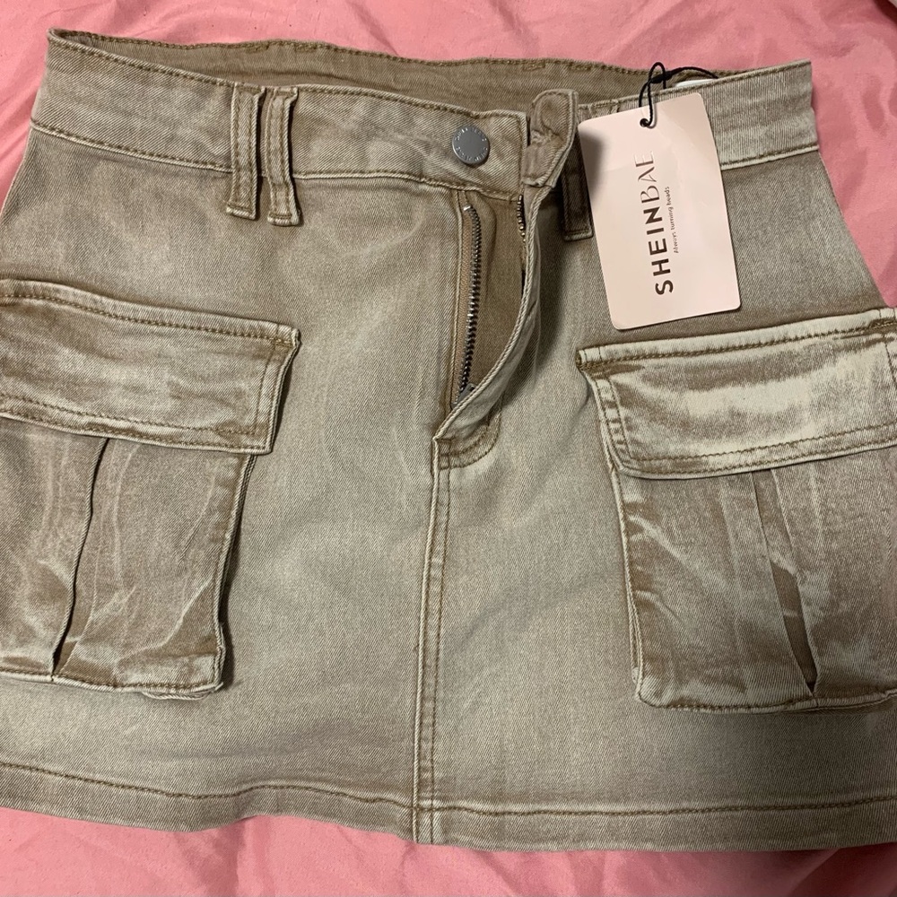 SHEIN BAE Tan Denim Skirt